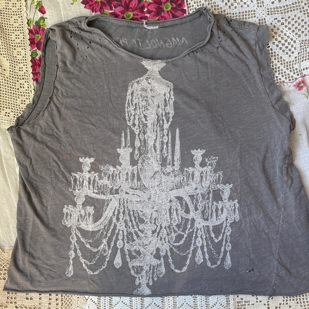 Magnolia Pearl Gray Relaxed Sleeveless Chandelier Tee